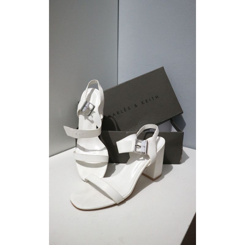 Charles & Keith White Block Heels
