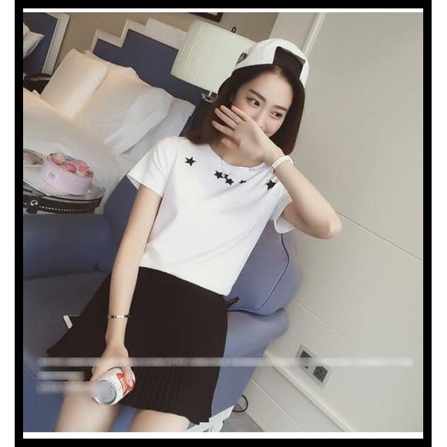 Rok Pendek Rok Mini Plisket Prisket Hitam Putih Polos Import Murah - Putih