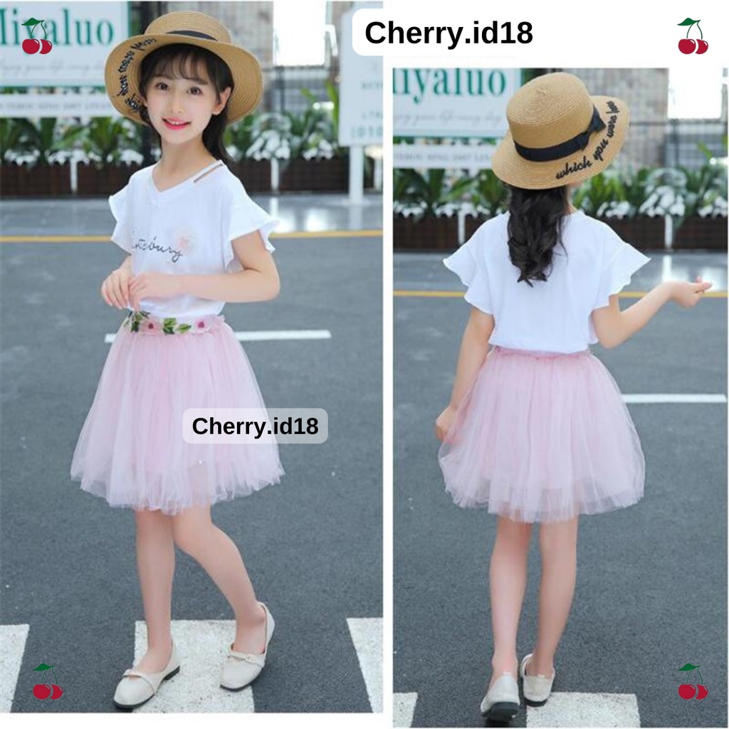 Cherry COD Setelan Anak Perempuan Set Clothes and Skirt / Baju Anak Cewek Import / Baju Anak Korea D50