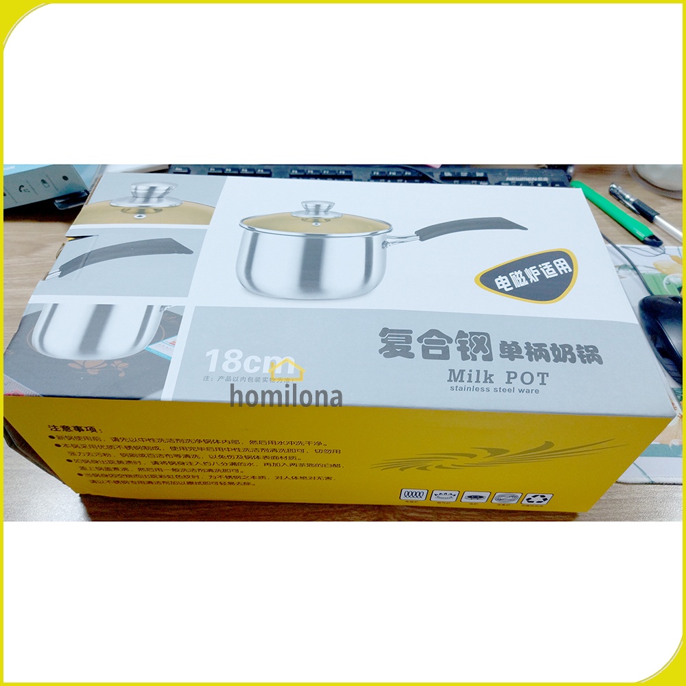 Panci Masak Soup Milk Pot Stainless Steel 18cm - SI LAI FU KC0406 - Silver