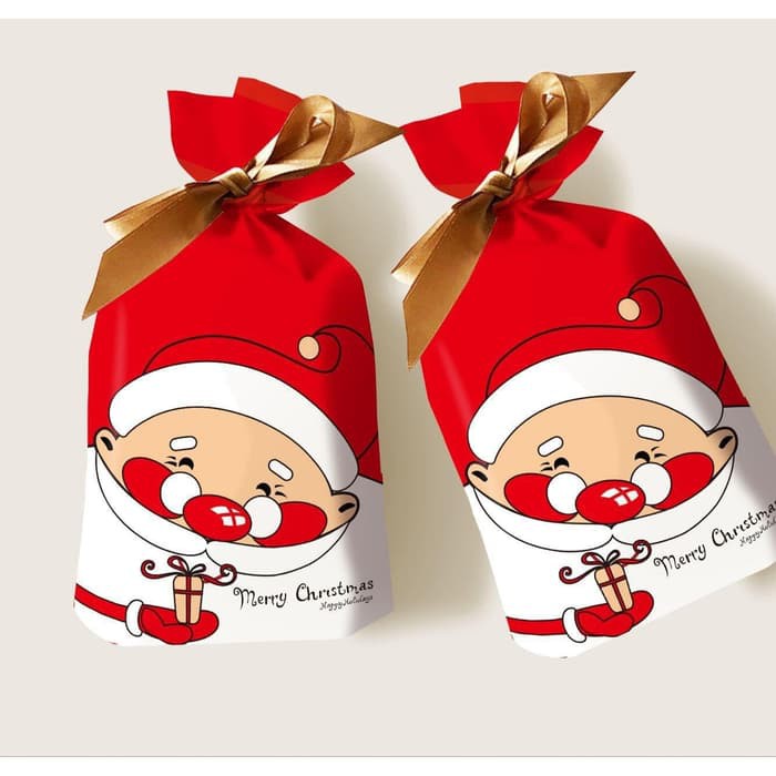 

JGO Plastik Kantong Paper Bag Santa Merry Christmas Goodie Bag Packing