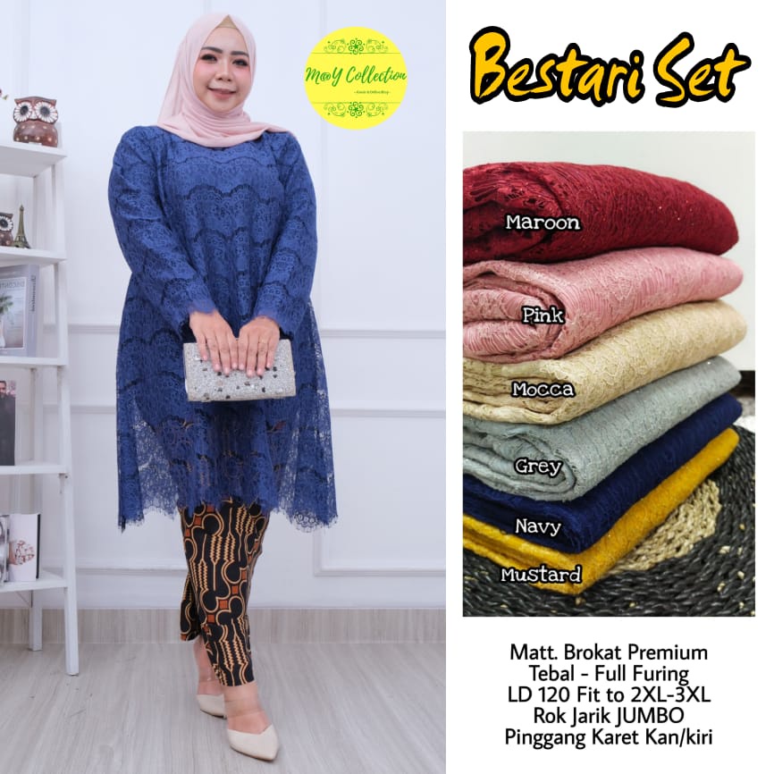 Bestari Set Kebaya Broklat Premium Full Furing Ld 120