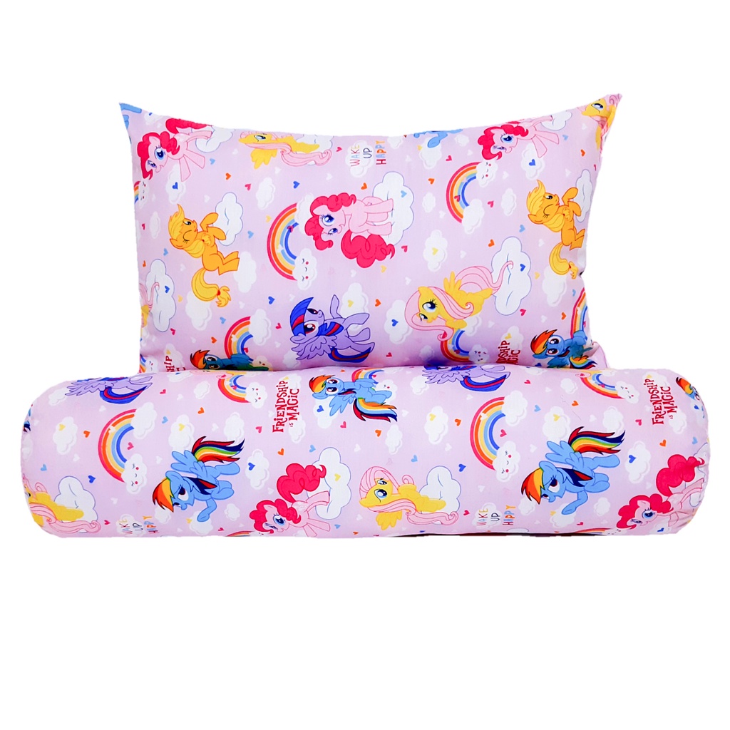 Set Bantal Guling Anak Karakter Umur 1-8 th Motif Kuda Pony Pink I Bantal Guling Anak Perempuan Kara