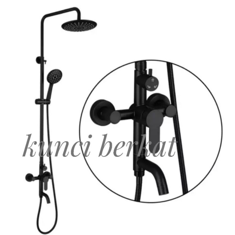 Shower set hitam/Shower tiang hitam black/Shower Coloum Panas Dingin/ 3 in 1