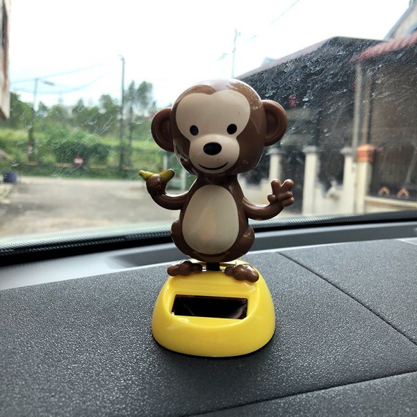 Pajangan Figure Goyang Kepala Mobil Solar Power LITTLE Monyet MONKEY