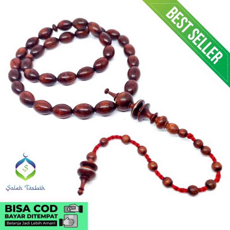 Tasbih Kayu Galih Nagasari Motif Oval, Size 11mmx17mm_Isi 33 Butir