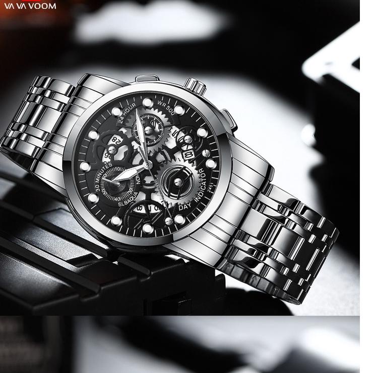 Jam Tangan Pria Kronograf Luxury Sport VA VA VOOM Quartz Business Waterproof Casual Watch 2451 FNGEE
