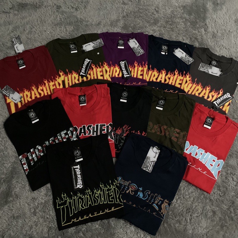 Kaos Tshirt Trasher Flame Banyak Variasi Warna Fulltag &amp; Lebel