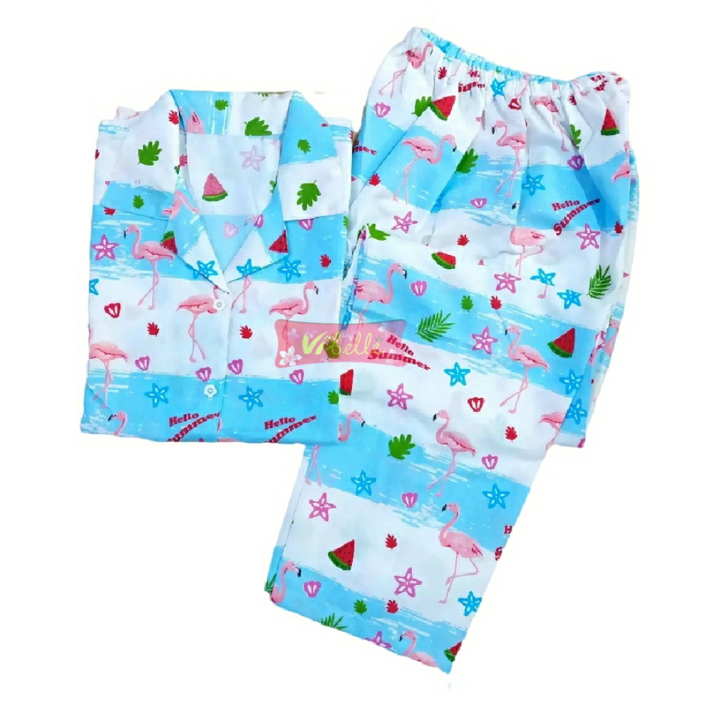 VIBELLECP - CP Vibelle shop grosir baju tidur piyama karakter fashion murah wanita-CP FLMGO SMR BIRU