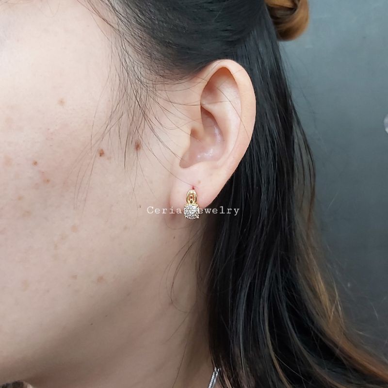 Anting Perak Asli Silver 925 Lapis Emas Model Jepit - Perhiasan Perak Wanita