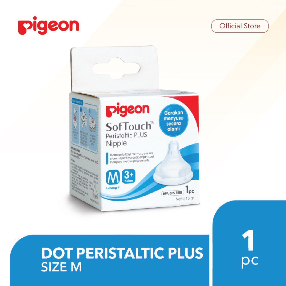 PIGEON Dot SofTouch Peristaltic Plus Nipple untuk Botol Wide Neck (1 Pcs)