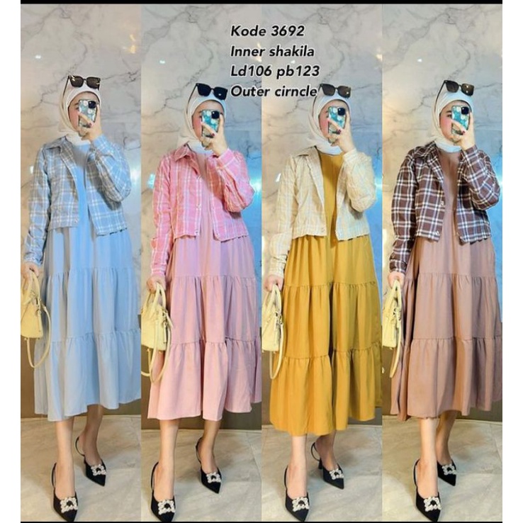 Jual Midi Dress Shakila Outer Crinkle Kotak Shopee Indonesia