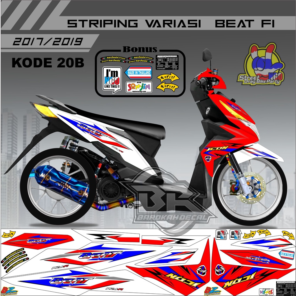 Striping Beat 2017-2019 Stiker Lis Motor Beat kode 20