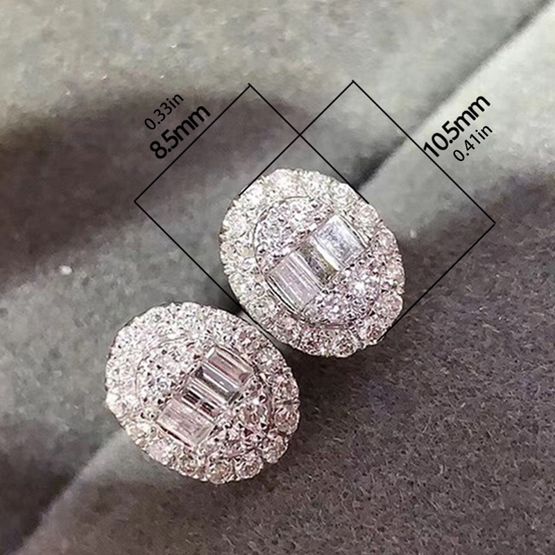 Anting Stud Kristal Kubik Zirkonia Bentuk Oval Untuk Wanita