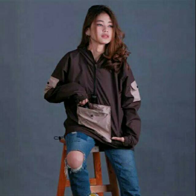 Jaket Cagoule Wanita Coklat