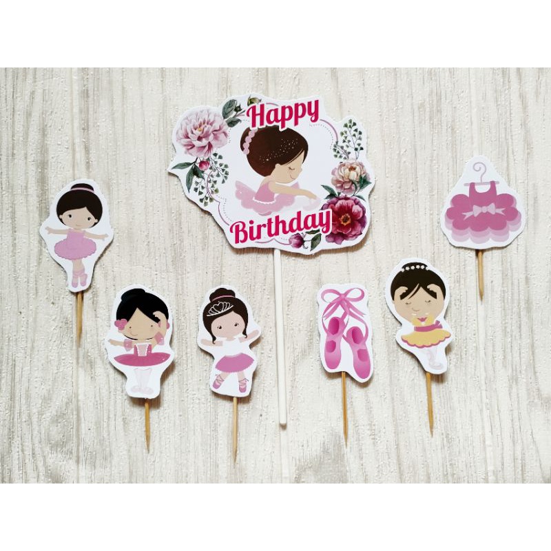 1 set topper toper tusukan hiasan cake kue nasi tumpeng ulang tahun happy birthday karakter penari m