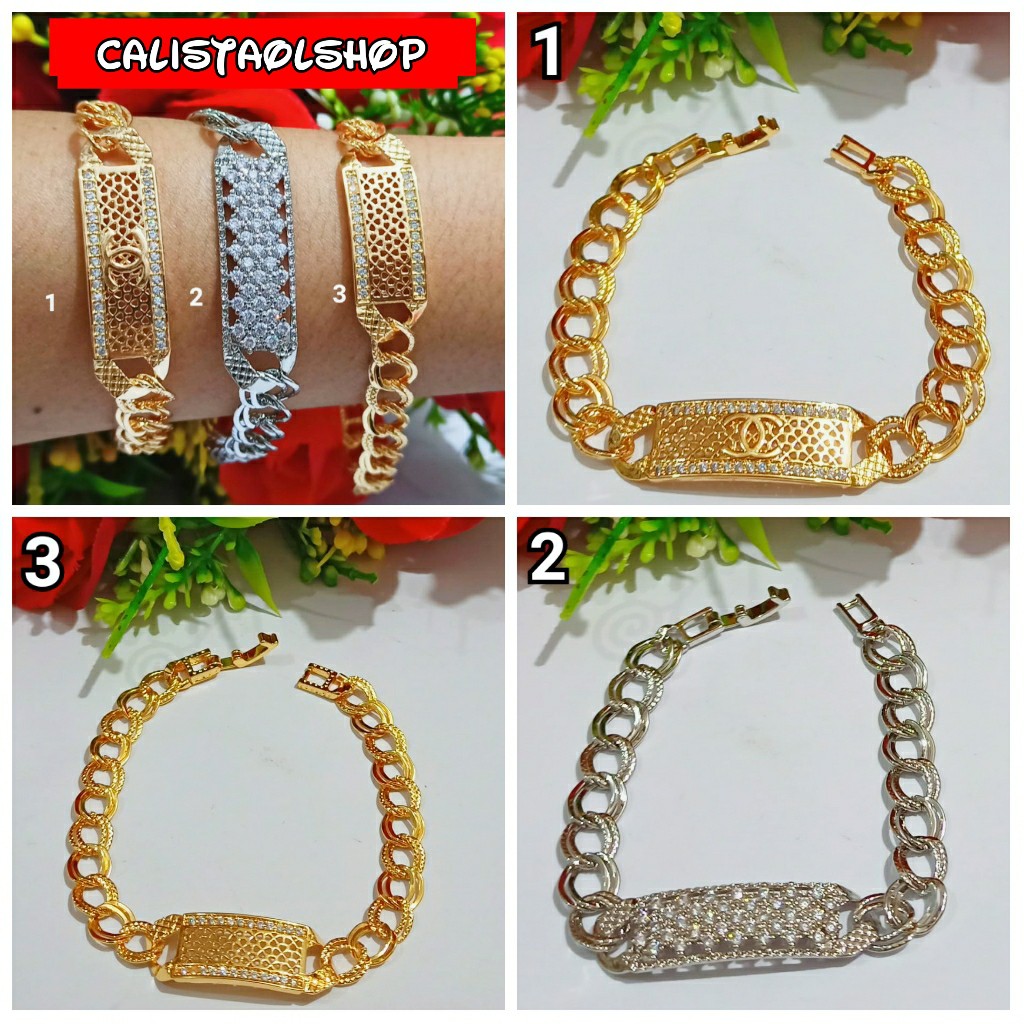 Gelang Dewasa plat permata mewah ANTI KARAT(COD)