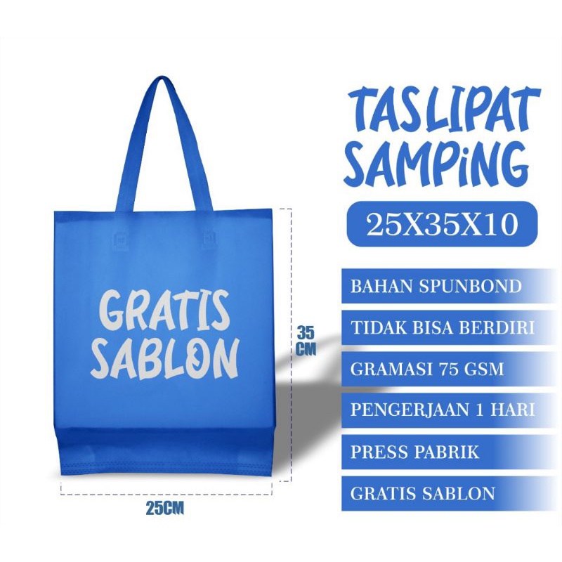 tas spunbon sablon goodybag custom 25×35×10