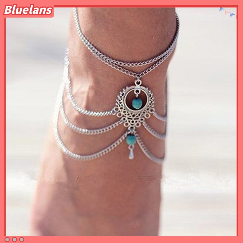 Bluelans Anklet Bohemian Rust-proof Tassel Beach Ankle Bracelet for Girl