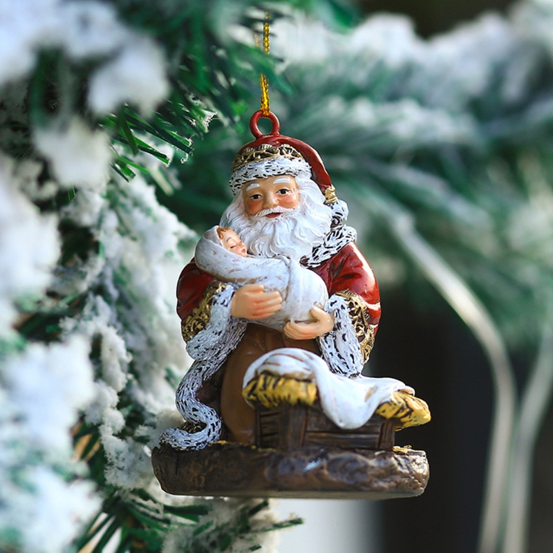 Ornamen Gantung Bentuk Santa Claus Bahan Resin Untuk Dekorasi Pohon Natal