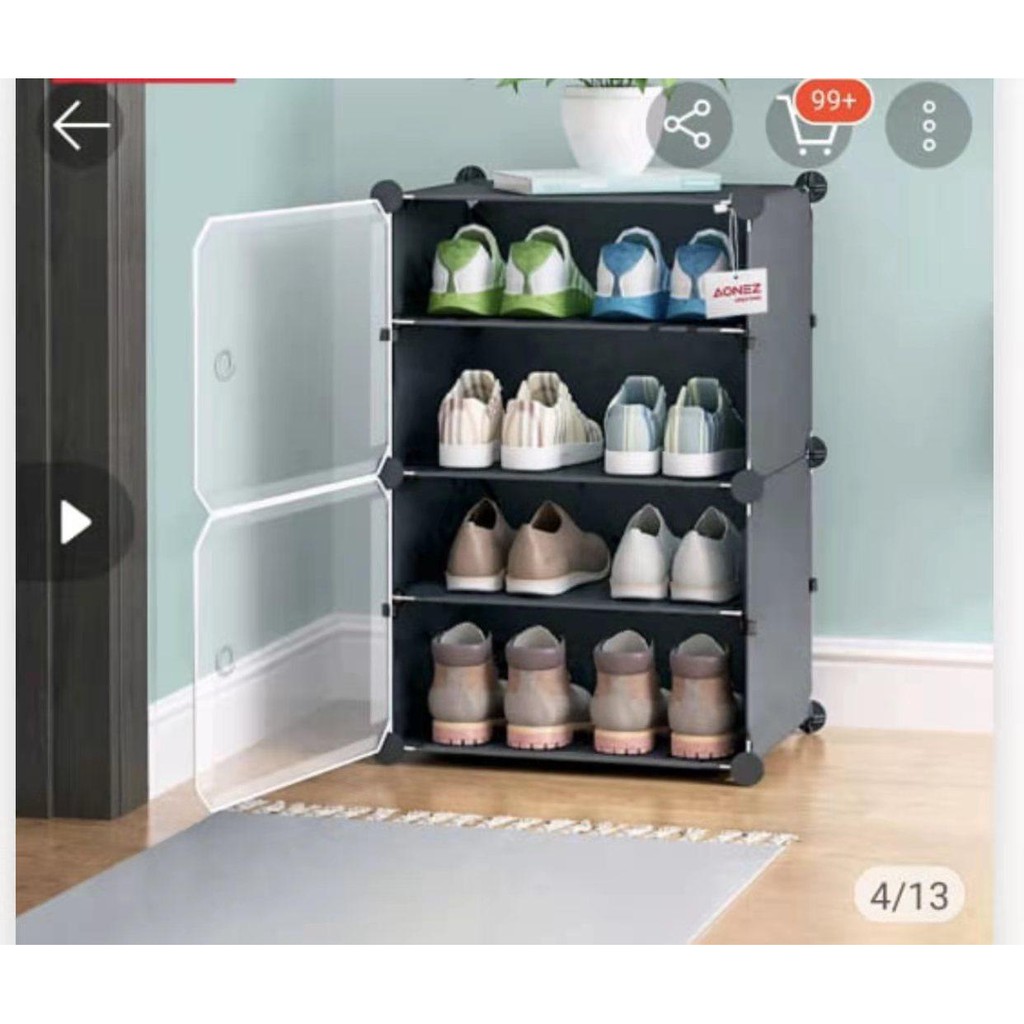 NEW-Rak Sepatu Anti Debu 4 Layer/ Susun Tebal Shoe Rack Portable Serbaguna Kotak Sepatu Portable