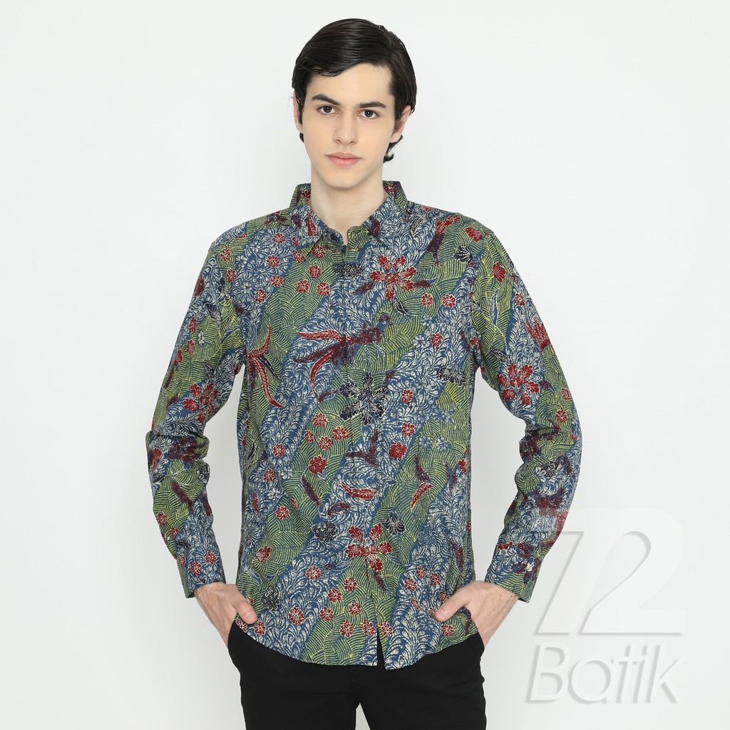 KEMEJA BATIK PRIA Dobby Lengan Panjang Slimfit Slim Fit Premium Warna Biru Hijau 728940 Cap 72 - Baju Kemeja Atasan Pakaian Setelan Batik Pria Cowok Laki Laki Remaja Keluarga Kantor Lengan Panjang Modern Slimfit Slim Fit Premium Kekinian