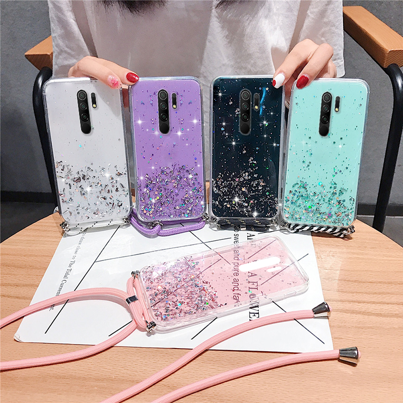 Case+Lanyard Casing Soft Case TPU Glitter untuk VIVO V20 V20SE V20Pro Y91 Y95 Y21I Y20S Y20 Y30 Y30I Y50 Y11 Y12 Y12I Y15 Y17 Y19