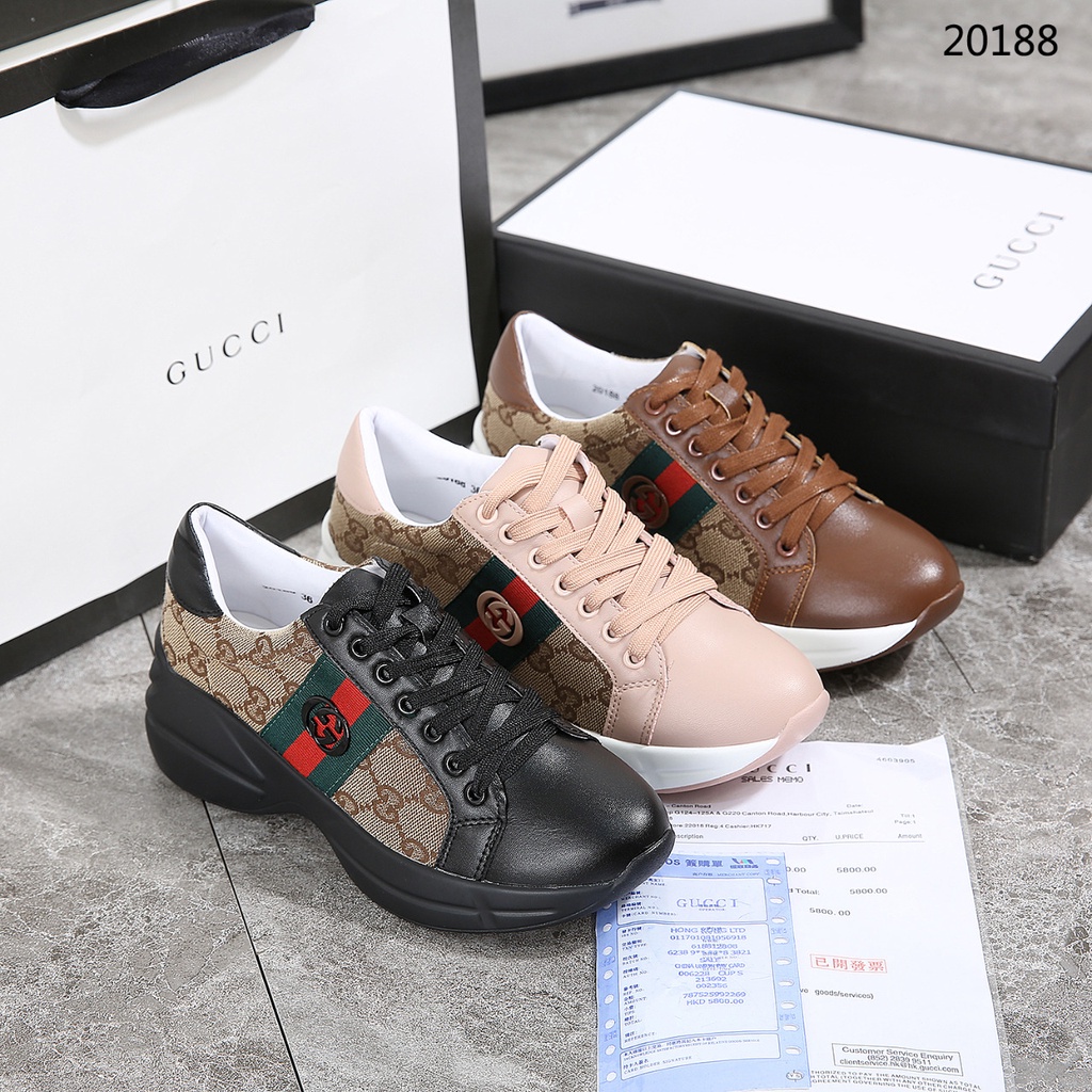 GG Canvas and Leather Rhyton Sneakers #20188 (Baru)