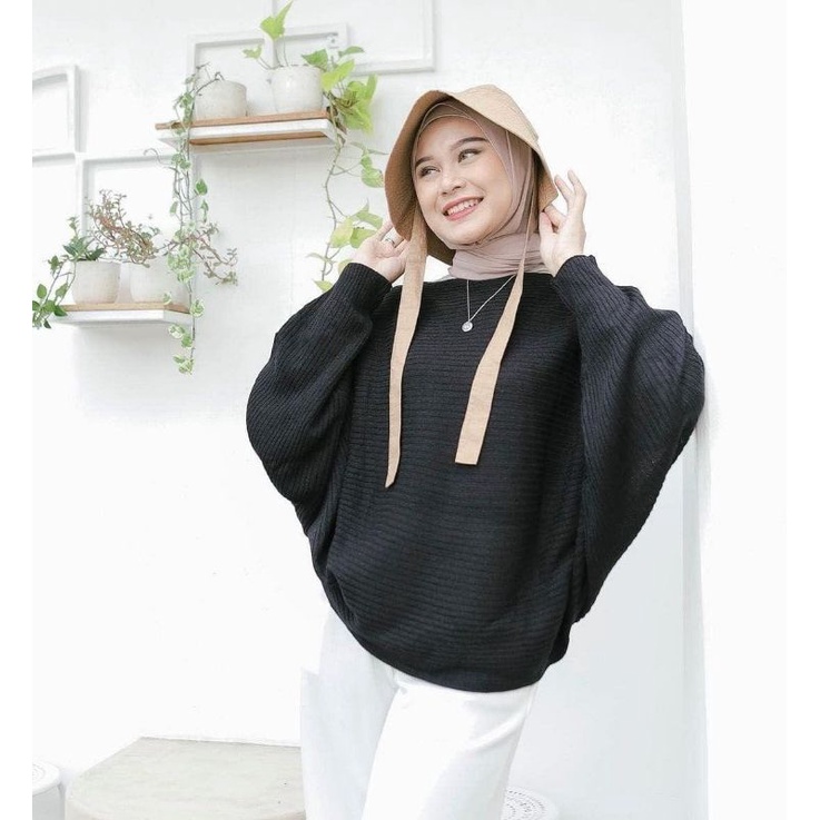 Blouse Batwing Rajut / Sweater Batwing Rajut Oversize / Atasan Rajut Bluse Batwing Kalong Bahan Rajut