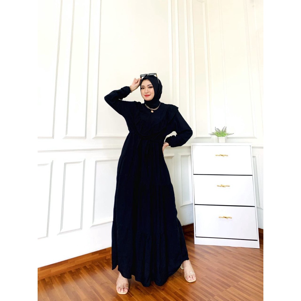 Gamis Terbaru Susun Natasya Susun Polos Rayon Premium Dress Wanita Susun Lengan Panjang Baju Wanita Busui Kekinian LD 110 cm