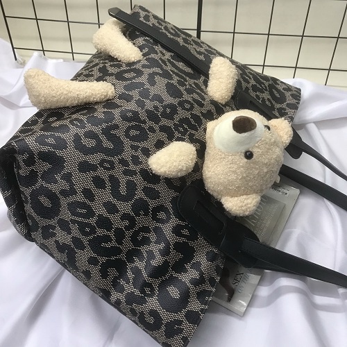 Tas Bahu Tote Shoulder Bag Wanita Remaja Fashion ala Korea Boneka Bear Motif Leopard