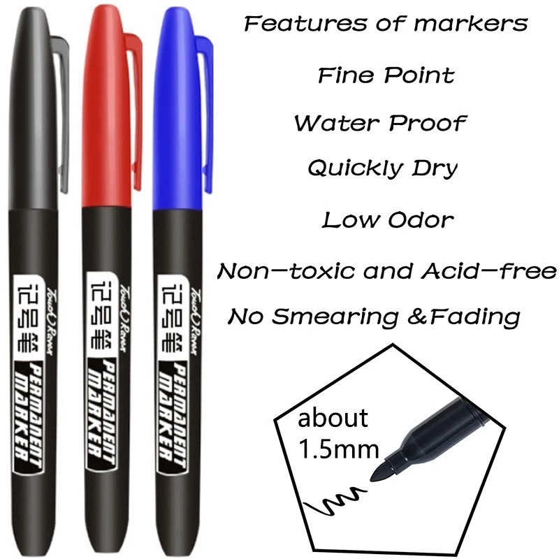 Diy Art Marker Pen 1.5mm Halus Tahan Air Spidol Permanen Siswa Sekolah Alat Tulis Kantor