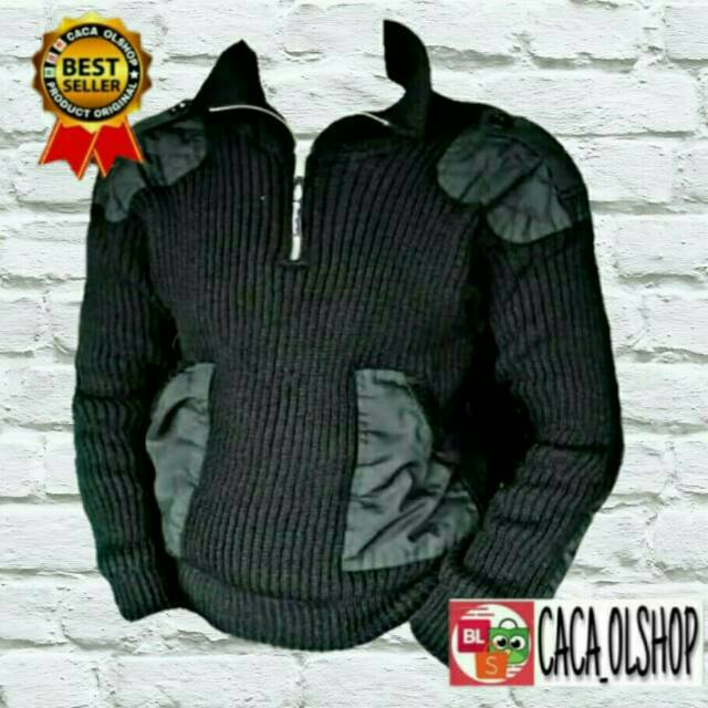 Jaket Switer Hitam Brimob Rajutan Merk AR Exclusive