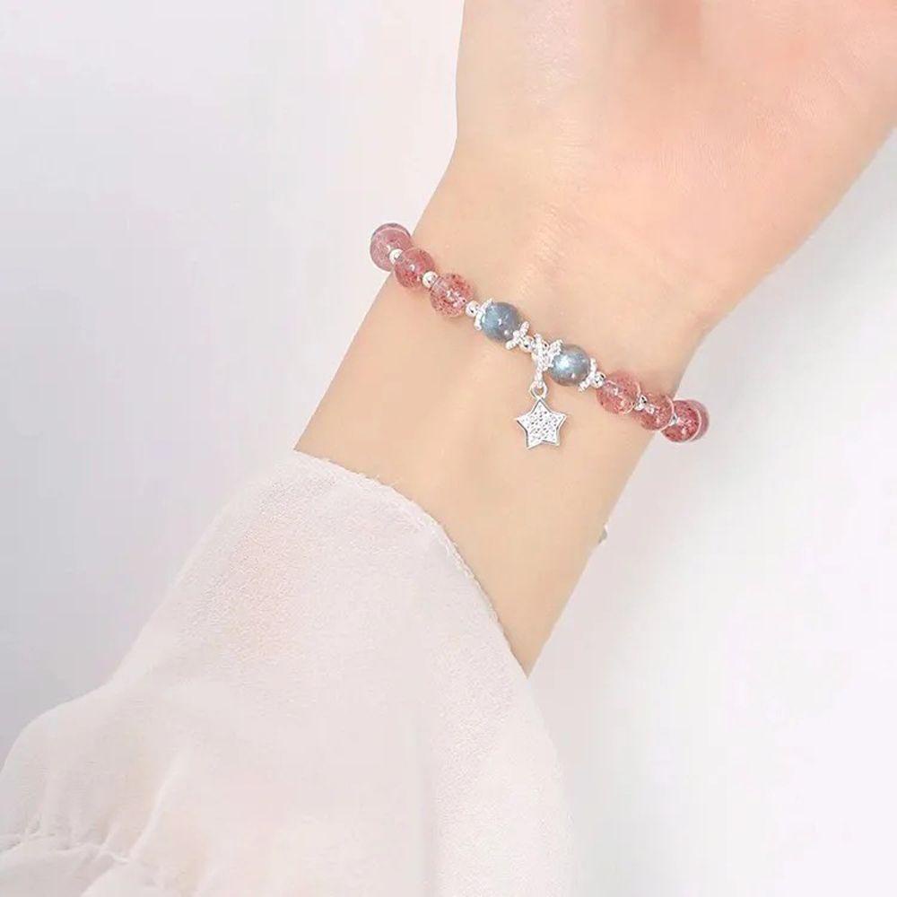 Needway Strawberry Kristal Gelang Manis Vintage Zirkon Bintang Tangan Jewerly Manik-Manik Beruntung Transfer Wanita Gelang