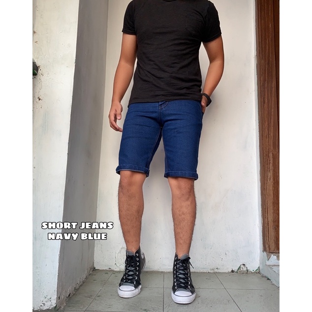 celana pendek jeans pria remaja dewasa polos slimfit strech mulur termurah original distro terlaris