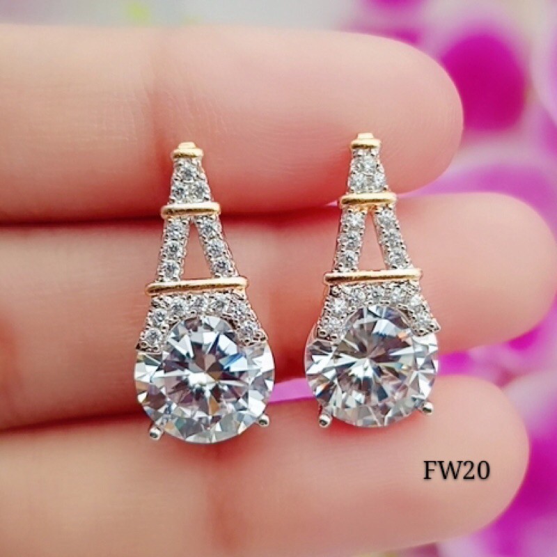 xuping anting permata putih lapisan emas terlaris star+