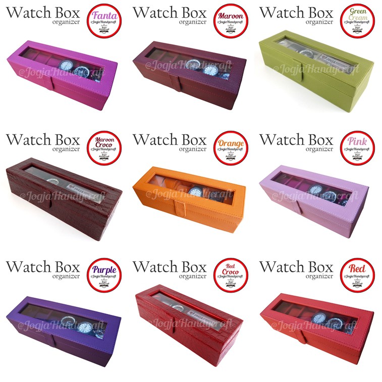 TERMURAH FULL COLOR KOTAK TEMPAT JAM TANGAN ISI 6 / WATCH BOX ORGANIZER