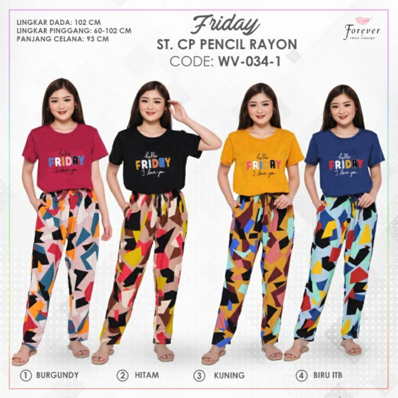 Forever Sweet baju setelan Forever celana panjang manset babydoll forever