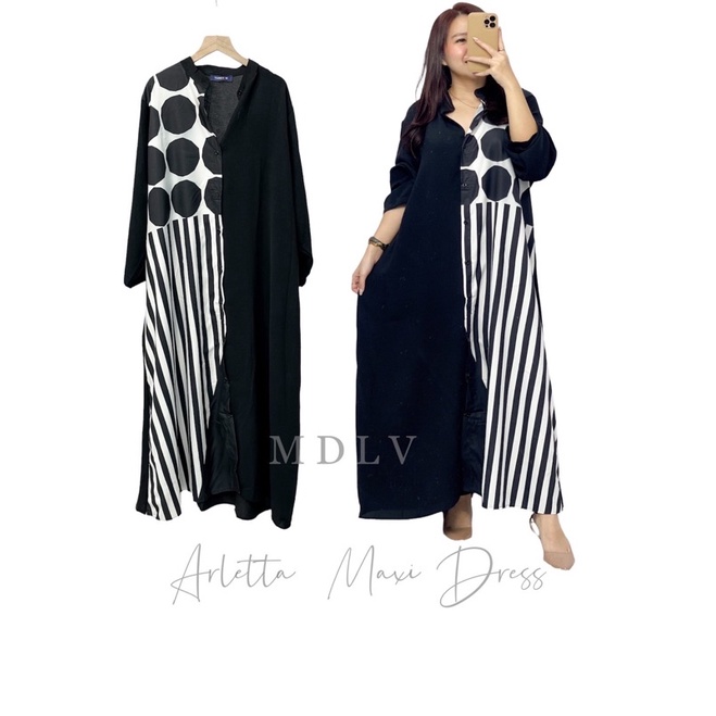 MDLV ~ 83004# Arletta Maxi Dress Oversize Dress Long Dress Big Size Fashion Import