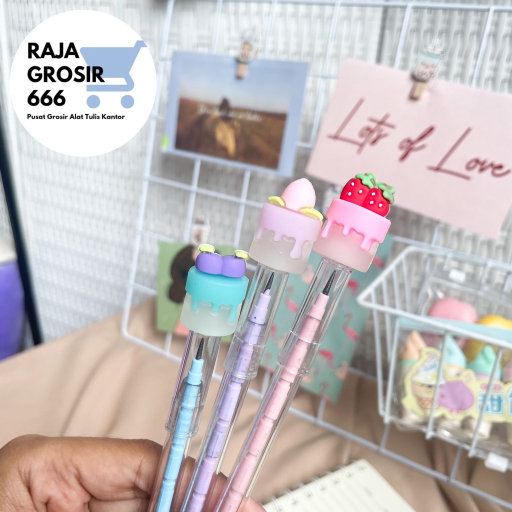 

pensil bensia kue buah lucu imut pencil susun alat tulis kado sekolah COD termurah awet FREE bubble