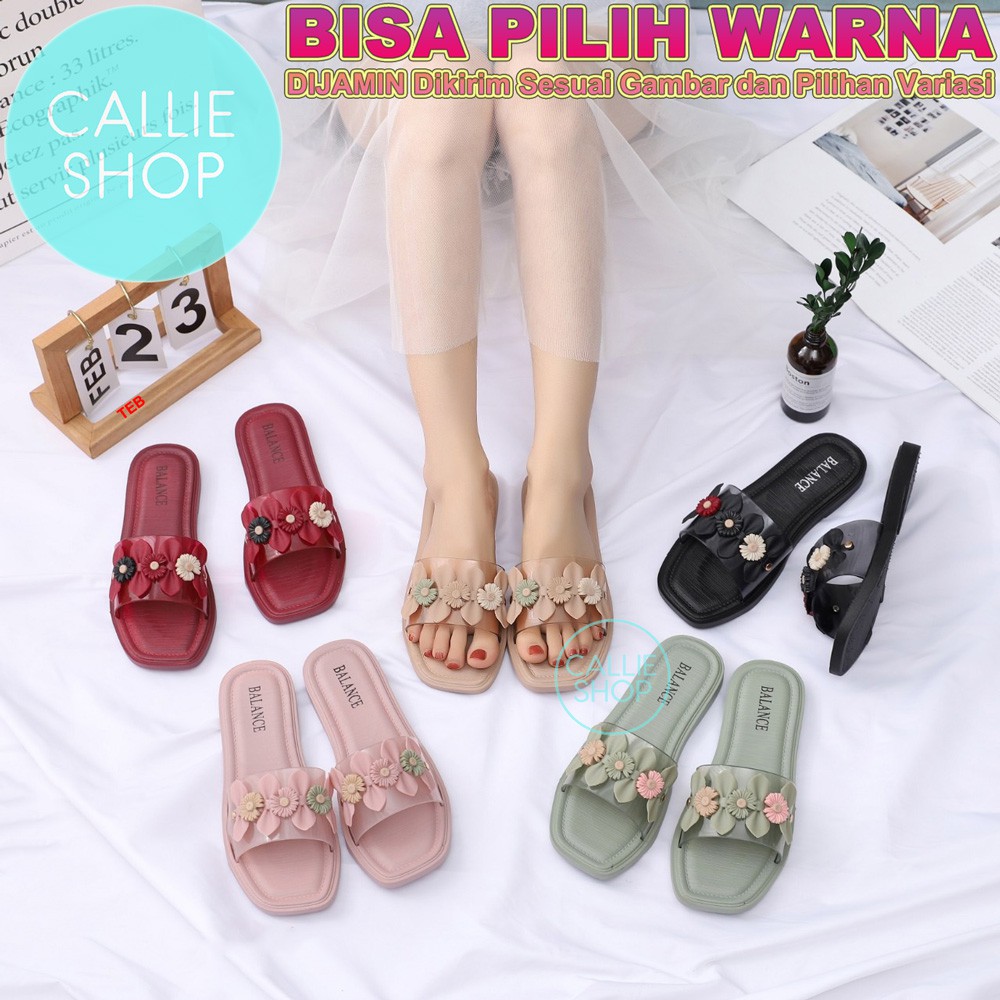 Sandal Wanita Jelly 3 Pita Bunga Balance 1213-9 BGA3MIKA