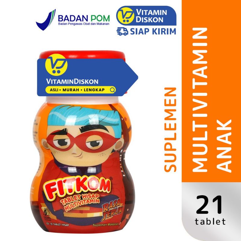 FITKOM TABLET HISAP RASA JERUK MULTIVITAMIN  ISI 21 TABLET HISAP