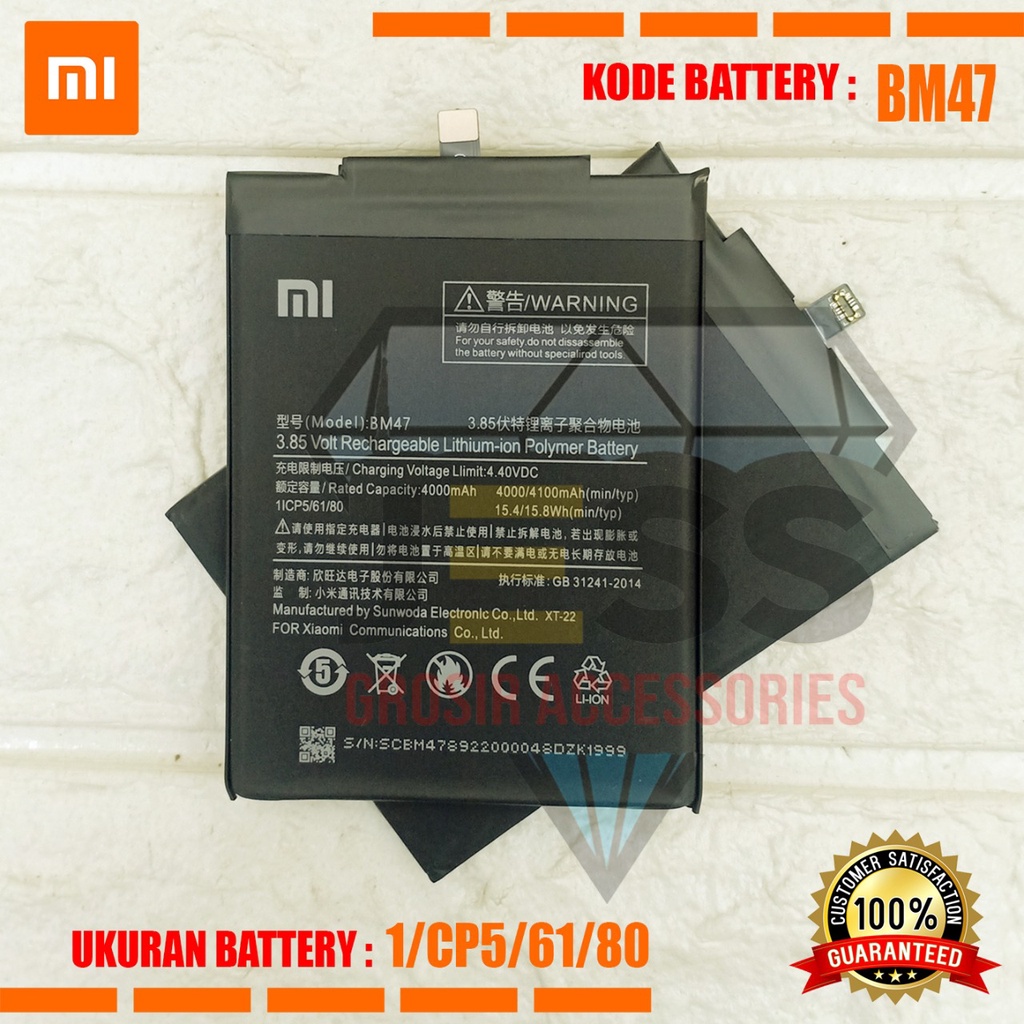 Baterai Battery Original Xiaomi BM47 &amp; BM-47 For Tipe HP Redmi 3 , Redmi 3s , Redmi 3x , Redmi 3 pro , 3pro , Redmi 4x