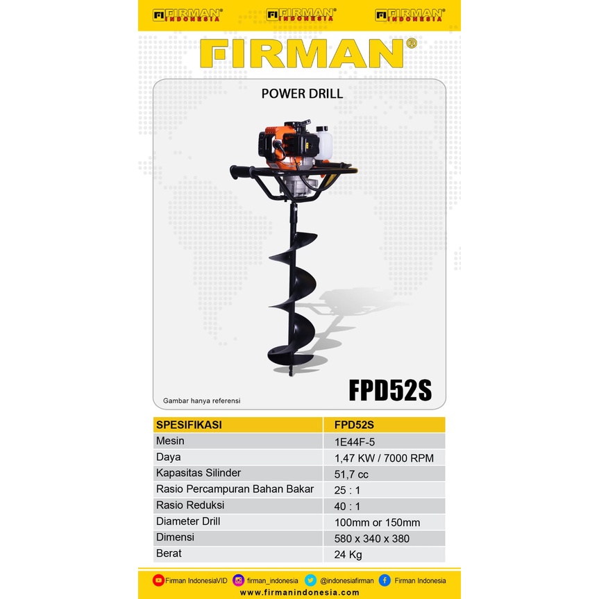 Mesin Bor Tanah FIRMAN FPD52S / Earth Auger Drill FPD 52S - Mesin Bor Penggali Tanah FPD-52S