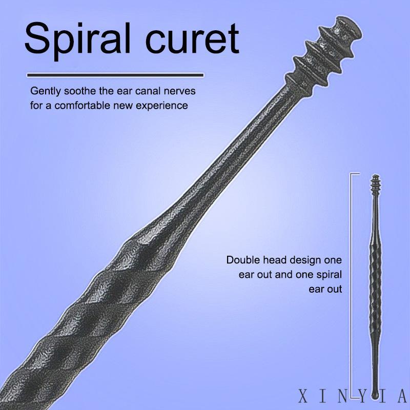 7PCS / Set Ear Pick / Korek Kuping Spiral Portable Dengan Gantungan Kunci Untuk Dewasa