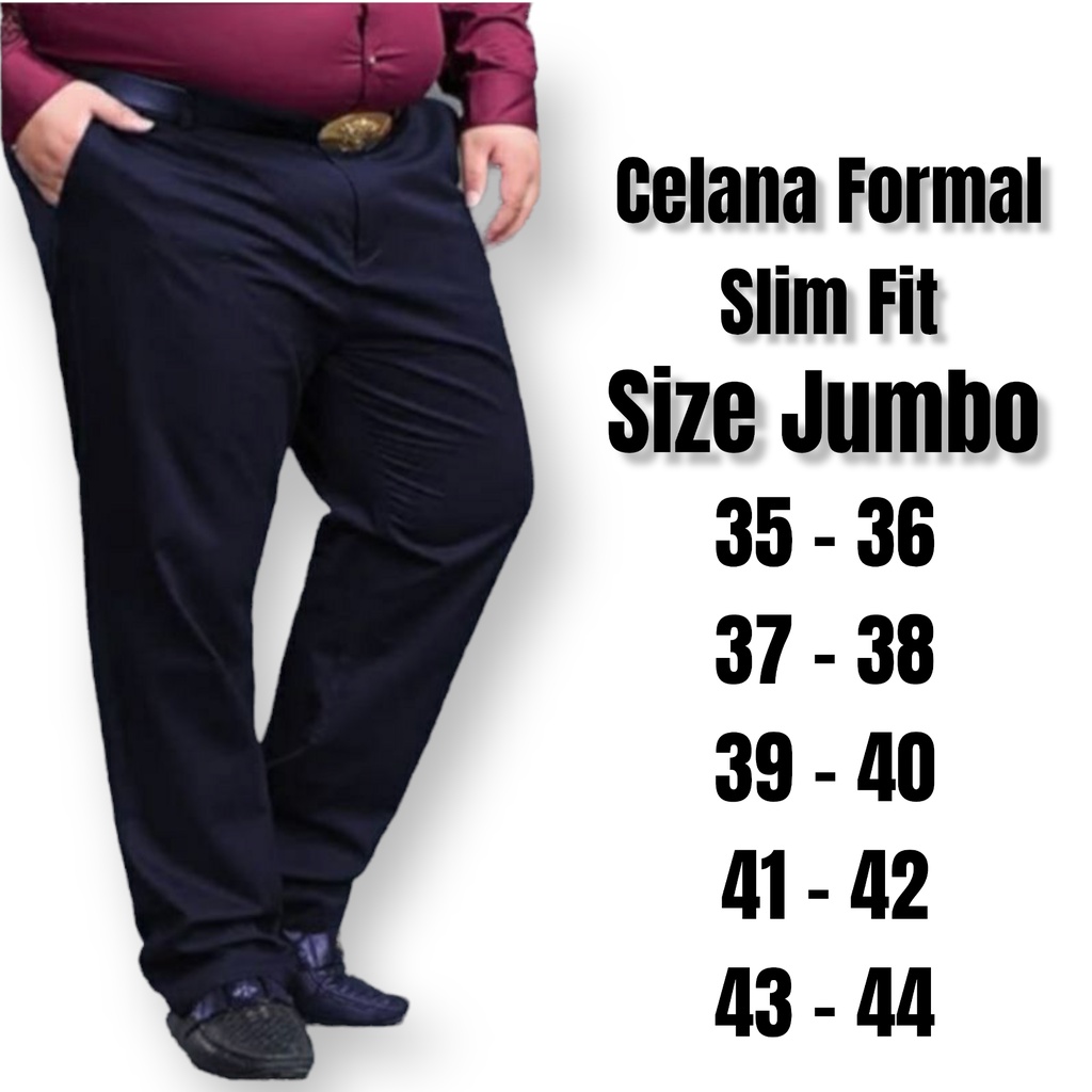 Mickonova Celana Bahan Pria Slim Fit Jumbo Kantor Big Size Cowok Formal Slimfit Bahan Dasar Kain Woll