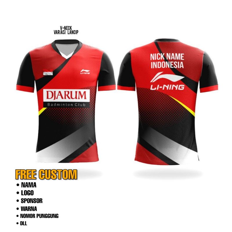 Jersey Custom Badminton dryfit - Jersey Badminton Bulutangkis Ori - DJARUM FOUNDATION