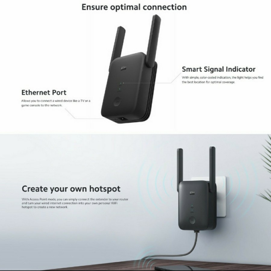 XIAOMI MI WIFI RANGE EXTENDER AC1200 PENGUAT SINYAL REPEATER 1200Mbps