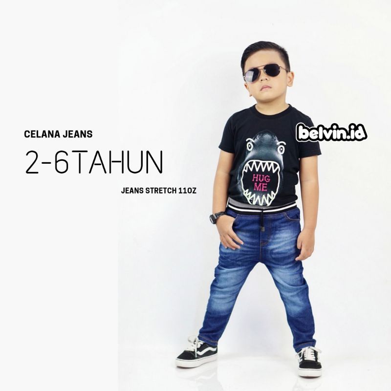 Celana Panjang Jeans Anak Laki Cowok 2-6Tahun JRS1 A Bahan Tebal Melar