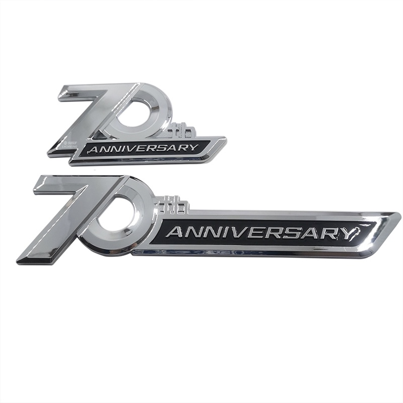 1pc Stiker Emblem Logo 70th ANNIVERSARY Warna Silver Glossy Untuk Dekorasi Mobil